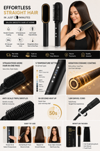 Ammuri Pro Hair Straightening Brush – before and after hair styling results